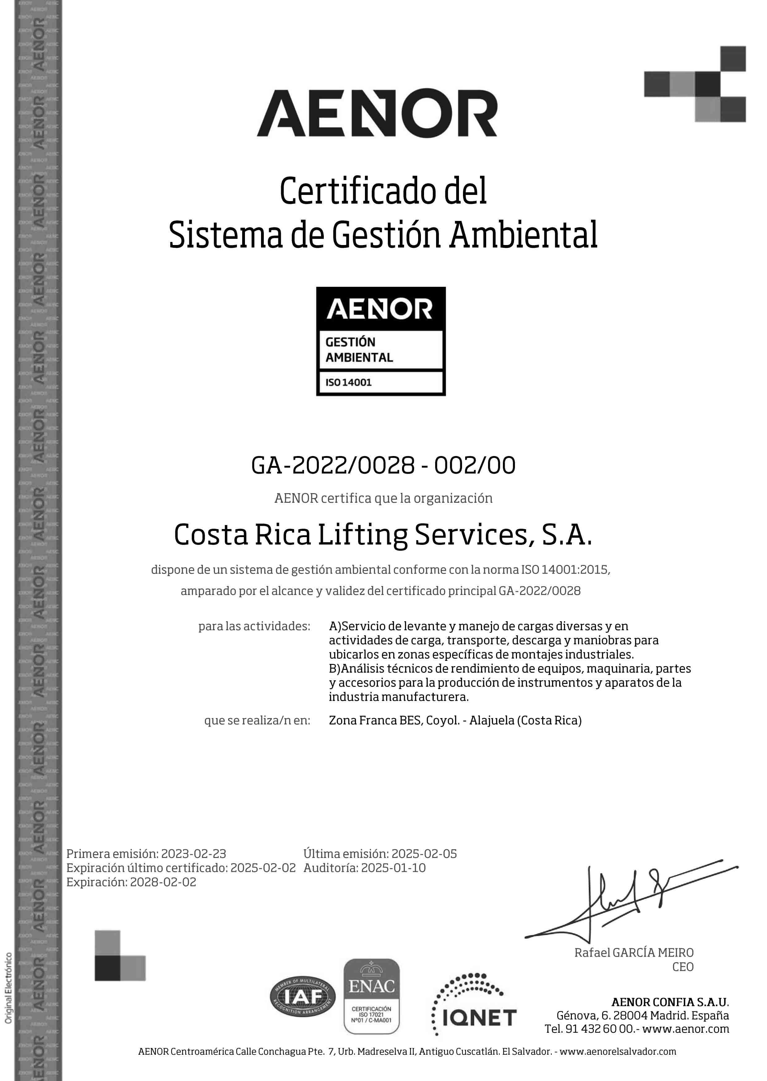 ¡Re-Certificados ISO 14001!